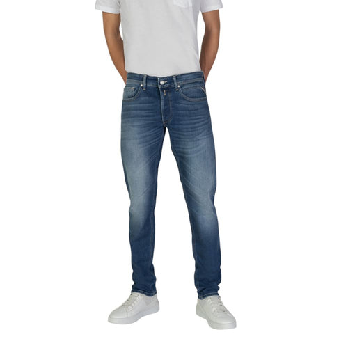 Replay Blue Cotton Relaxed Fit Jean